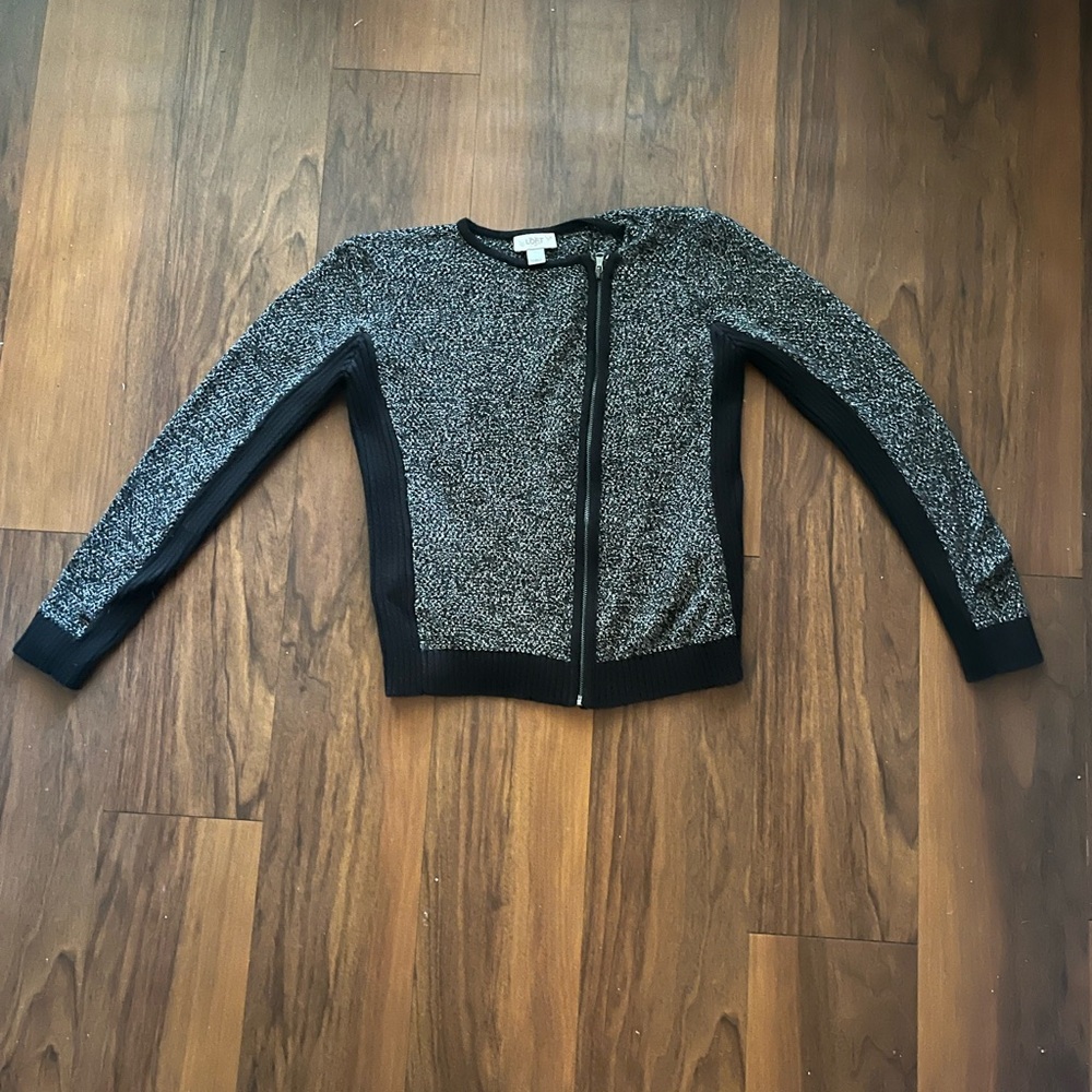 LOFT Black and Gray Textured Blazer